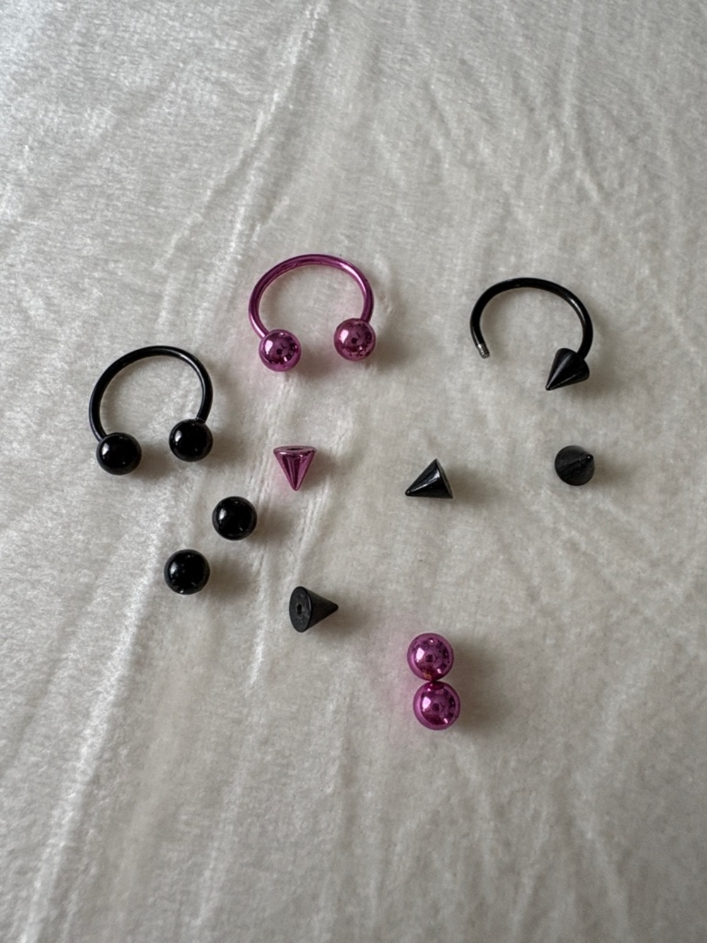 Hot Topic Septum Assorted Black and Metallic Pink Jewelry Set Surgical Steel